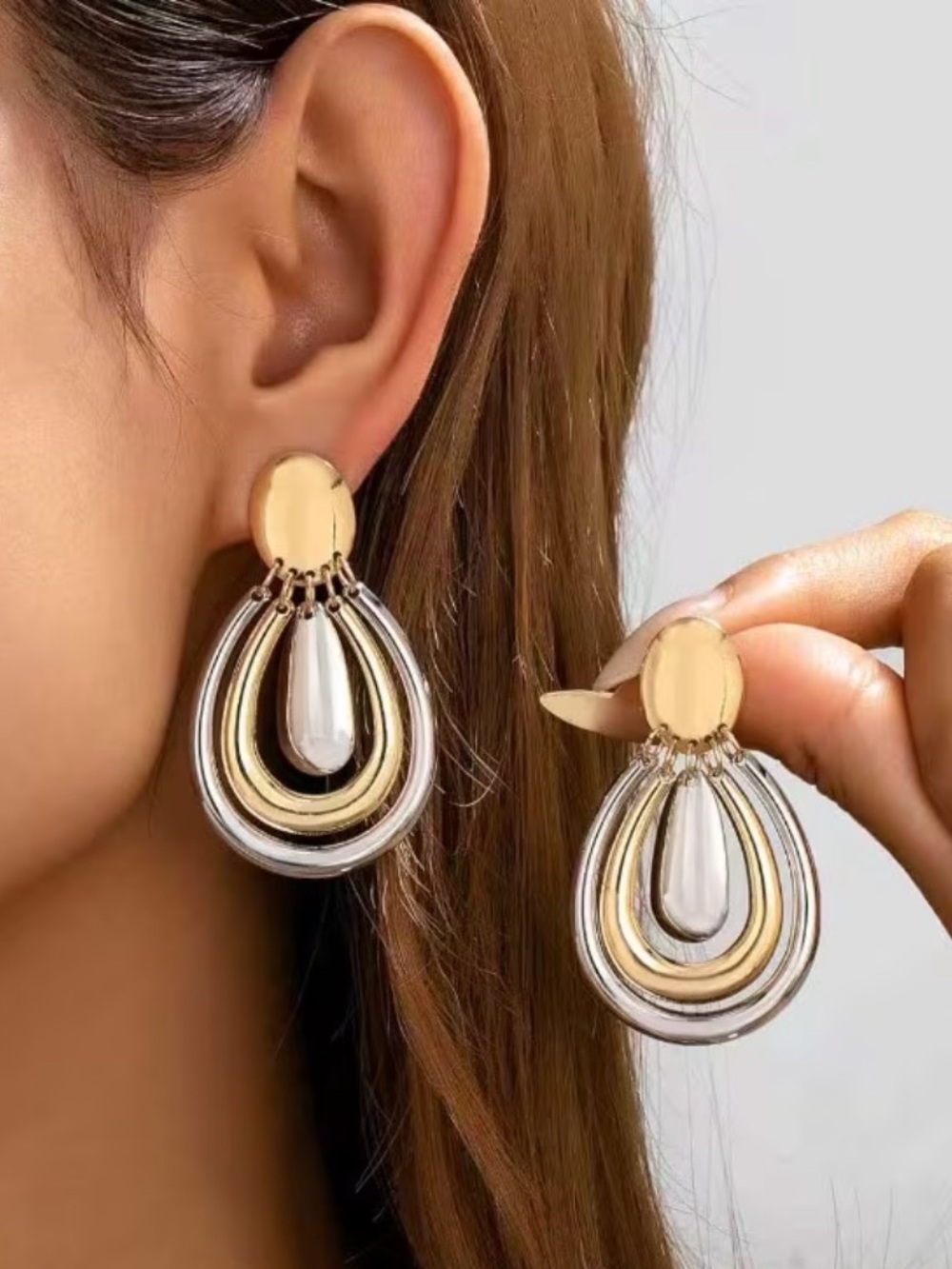 NWT Gold & Silver Drop Teardrop Earrings